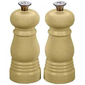 Le Creuset Set de Mini Molinillos de Sal y Pimienta,Plástico ABS, Cada Uno 5 x 5 x 12.1 cm, Mecanismo de Cerámica, Crema Beige