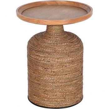 Mesa auxiliar Home ESPRIT Marrón claro Cuerda Abeto 44 x 44 x 56 cm