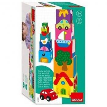 Goula Puzzle Cubos Apilables Coche de Madera 55202