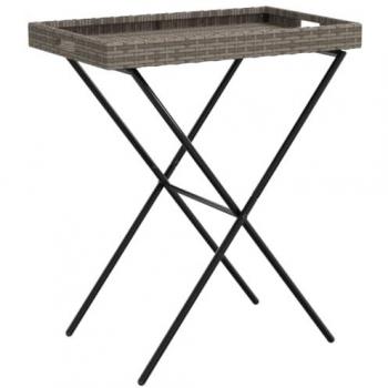 vidaXL Folding Tray Table Grey 65x40x75 cm Poly Rattan