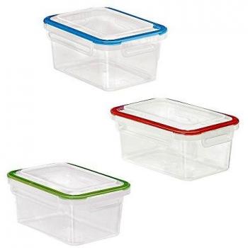 Great Plastic Plastic Recipiente Rectangular para Alimentos Alba con Junta bi-Material Micro Natural 1,1 litros, Multicolor, Talla única, 12 Pack