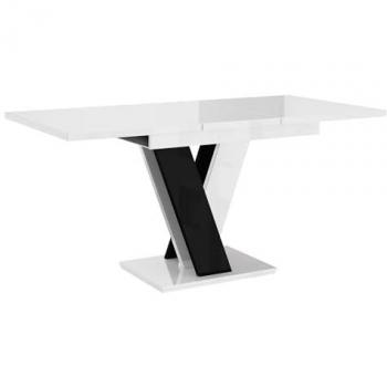 Mesa Goodyear 104 Extensible, Aglomerado Laminado, Blanco Brillante y Negro Brillante, 120-160 x 80 x 76 cm