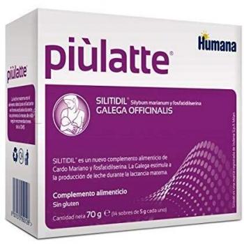 Humana Piùlatte extractos de hierbas que estimulan la producción de leche materna. Complemento Alimenticio para madres lactantes, 14 sobre de 5g
