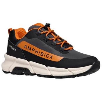 Geox Flexyper Plus ABX Niño Deportivas Planas Gris Oscuro/Naranja