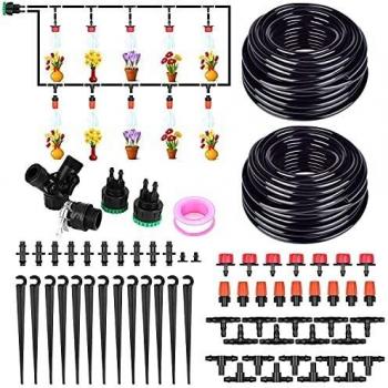Magicfun Sistema De Riego Kit por Goteo, Jardín Rociadores con Kits De Riego Automático De Micro Boquillas Ajustables para Jardines De Lechos De Flores De Plantas De Invernadero