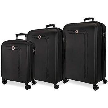 Movom Riga Juego de Maletas Negro 55/70/80 cms Rígida ABS Cierre combinación 217L 4 Ruedas Dobles Equipaje de Mano