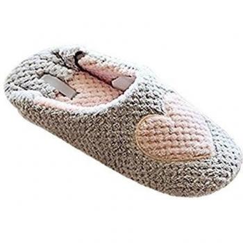 Minetom Mujer Zapatillas Calientes Otoño Invierno Pantuflas De Interior Suave Zapatilla De Estar Por Casa Gris 38