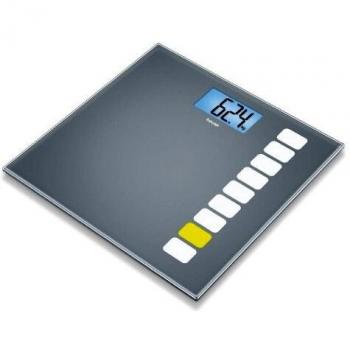 Beurer GS205 Sequence - Báscula de baño de vidrio, pantalla LCD azul, color gris