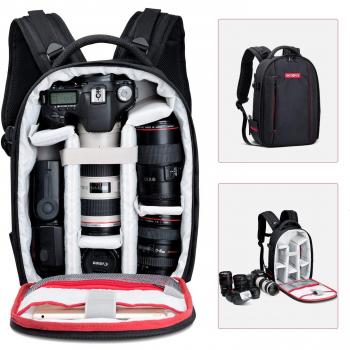 Beschoi Mochila Cámara Réflex Profesional y Impermeable Bolsa Fotográfica para Cámaras Réflex Trípode Canon Nikon Sony Pentax Drone Ordenador Portátil de 11'' y Acceserios, Talla S - Negro