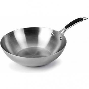 Lacor 53828 - Wok Trimetal, 28 cm Inox 18/10, Gris