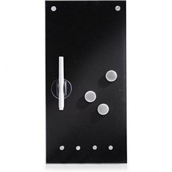 Zeller 11612 Tablero de Notas con Ganchos, Vidrio, Negro, 20x40x3.5 cm