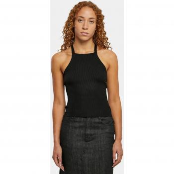 Ladies Ribbed Knit Crossed Back Top - Black