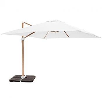Parasol de 3x3m con 4 losas rellenables efecto madera blanca