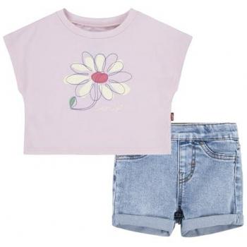Conjunto Floral Chalk Levi´s para Bebés, incluye camiseta Dolman floral y short, color Chalk Pink, talla 6 meses