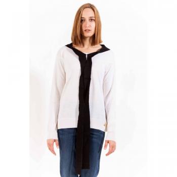 Cozy White Round-Neck Knit Pullover for Women - Love Moschino Size XL