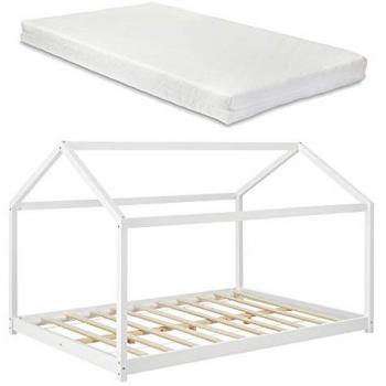 Cama para niños Cerro con colchón de espuma fría 140 x 200 cm - Blanco