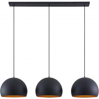 Lámpara colgante Lindby Tarjei, moderna, 146 cm, negro-oro, acero, 3 llamas, E27 para salón y comedor