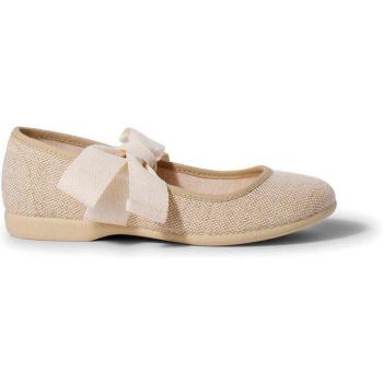 Merceditas de niña de lino con lazo crudo