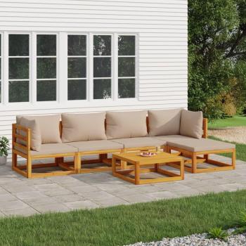 6-Piece Solid Wood Garden Lounge Set with Taupe Cushions