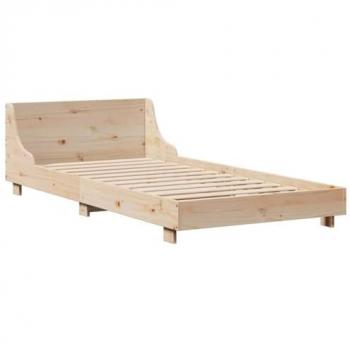 Cama sin colchón 90x190 cm en madera maciza de pino con cabecero, estructura de cama, marco de cama, muebles de dormitorio