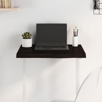 Mesa de comedor de roble macizo tratada marrón oscuro 60x50x(2-4) cm