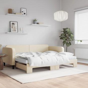 Sofá cama nido extraíble con colchones crema 90x200 cm Tela Vidaxl