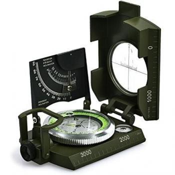 Proster Brújula Militar Impermeable Profesional, Brújula Metal para Apuntar Clinómetro de con Bolsa de Transporte para Camping, Caza, Senderismo, Geología y Otras Actividades al Aire Libre