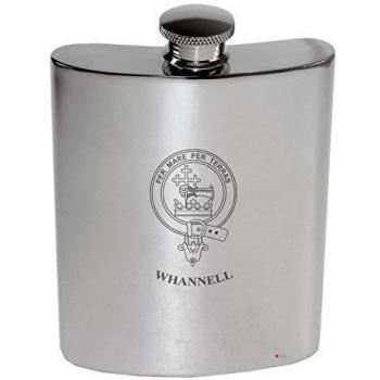 Whannell Family Crest 6oz Polished Pewter Kidney Flask