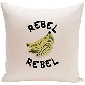 UO Funda de Cojín con Embalaje, Estampado, Rebel, Algodón-Poliéster, Amarillo y Negro, 45x45x2 cm