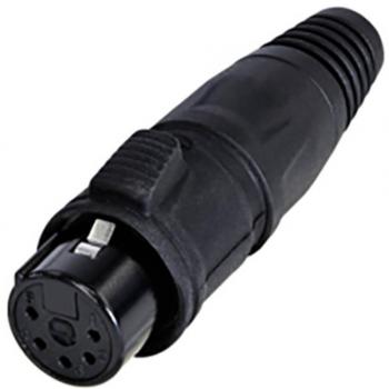 Conector de cable XLR de 5 pines REAN RCX5F-Z-001-1, IP65, carcasa de cromo negro