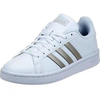 Zapatillas Adidas Grand Court Blancas con Rayas Plateadas para Mujer