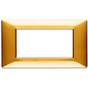 Placa Vimar Plana 4 Módulos Oro Lucido 14654.24