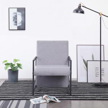 Sillón con patas cromadas de tela gris claro vidaXL