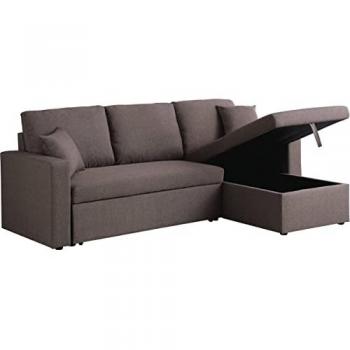 Sofá esquinero convertible Alain - 3 plazas - Taupe - Con contenedor de almacenamiento