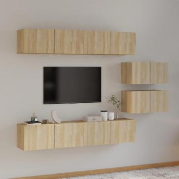 Set de muebles para TV 6 piezas madera contrachapada roble sonoma marrón