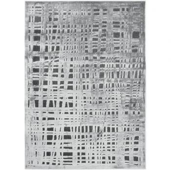 Alfombra CHAIN AND WEFT GRIP de poliéster con dibujo de urdimbre y trama natural en relieve 120 x 170 cm Gris