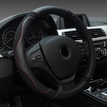 FREESOO Funda de Volante Coche Cubierta del Volante Antideslizante Transpirable Coche Universal Negro 38cm Apto a Todos los Vehículos Negro 1601