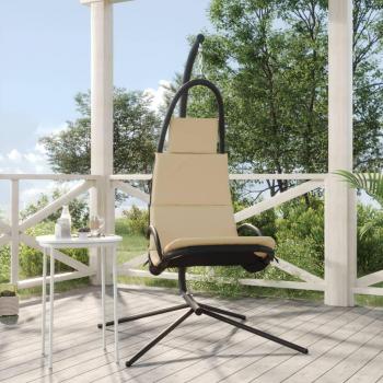 Garden Swing Chair with Cream Cushion, Oxford Fabric and Steel Frame