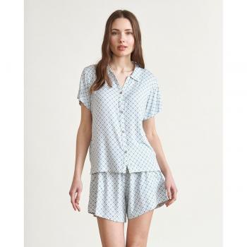 J&J Brothers - Pijama de mujer de punto con estampado geométrico y manga corta.