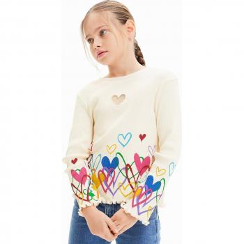 Camiseta cut-out corazones de niña