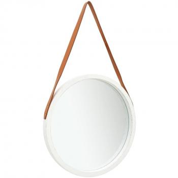 vidaXL Wall Mirror with Strap 50 cm White