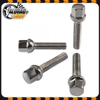 10 Tornillos De Rueda Pernos de rueda CROMO Bund bala R12 Bola M12x1,5 in varios Largos de mango para Selección - 40mm
