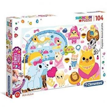 Clementoni Puzzle 104 Piezas con Joyas SPA de cachorritos, Color