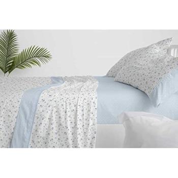 Juego de sábanas azul 530 Burrito Blanco, poliéster 50% y algodón 50%, fácil planchado, disponible para cama de 135