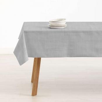 Mantel Antimanchas Tacto Extrasuave 240x155 cm Color Gris Medio 100% Algodón Orgánico Made in Spain Modelo Liso
