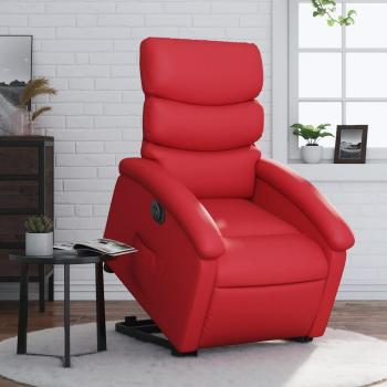 Sillón elevable eléctrico de cuero artificial rojo Replensible Vidaxl