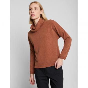 Jersey de mujer de mezclilla con cuello vuelto y manga larga