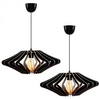 Juego de 2 lámparas de techo 55 cm negro, tipo E27 Max 45 - 60 W WELLHOME, diseño especial gran Ángel, colección Covadonga