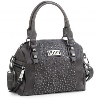 Lois - 94631 Bolso de Mujer Bowling con Bandolera Ajustable y Doble asa con Cremallera. Forro Estampado y Bolsillo Interior. Piel sintética Polipiel, Color Gris