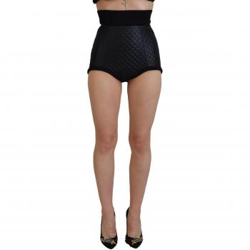 Dolce & Gabbana Black Quilted High Waist Hot Pants Shorts - IT40|S, Size: XS, Female